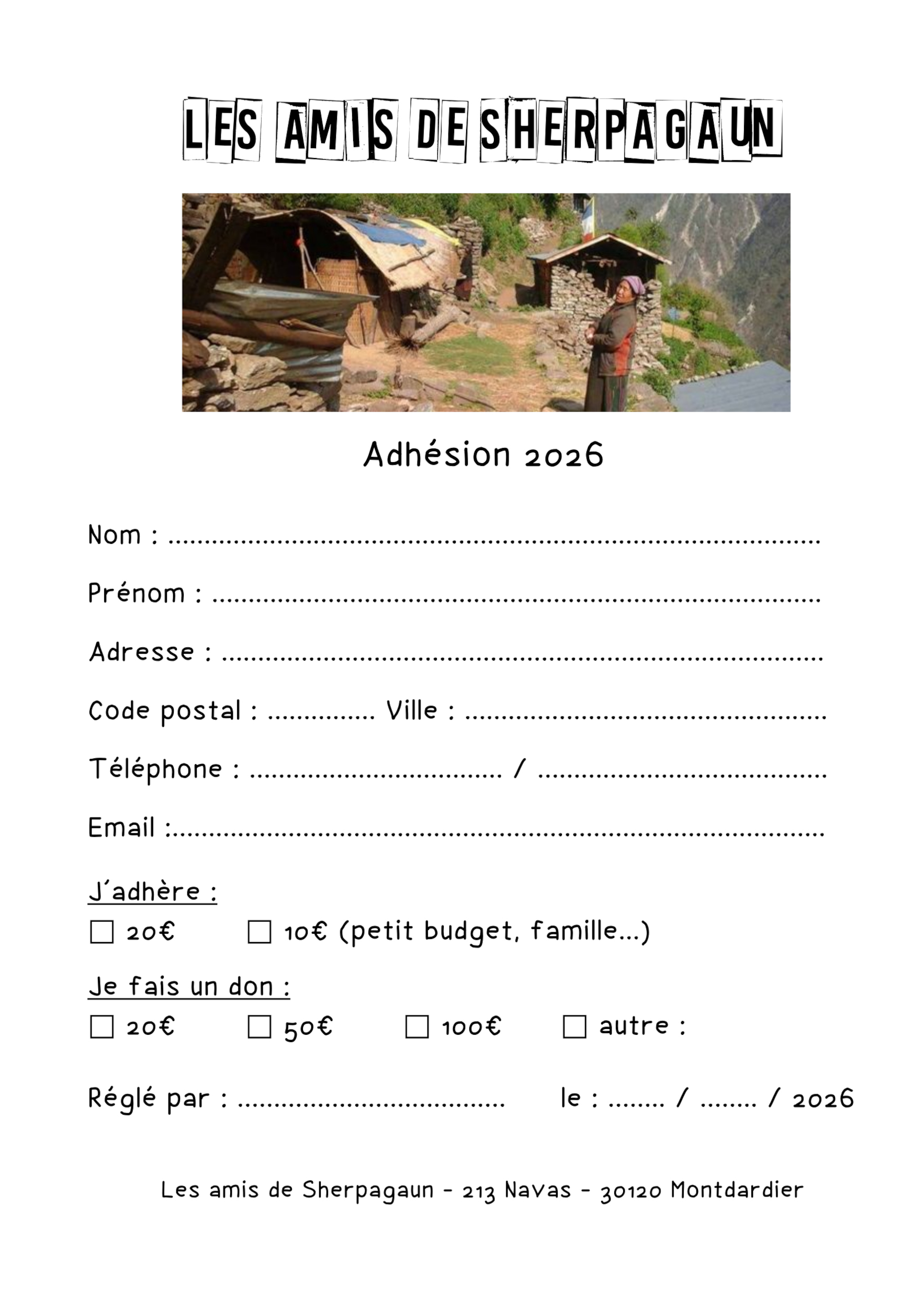 Bulletin adhesion 2026 Bulletin adhesion 2026